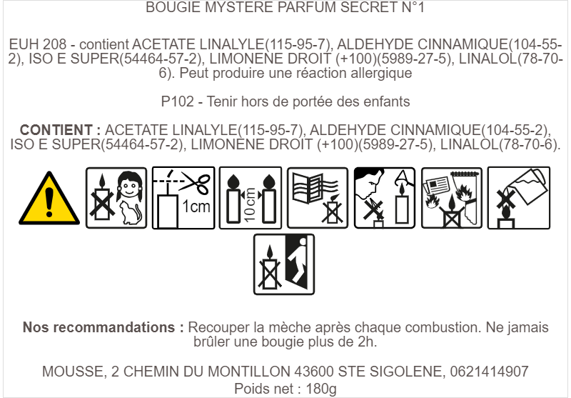 Bougie Mystère N°1  -180gr